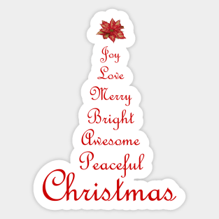 Christmas Tree Word Art Script Typography in Red Sticker